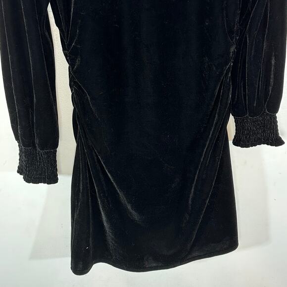 ZARA The Alessa Dress Black Velvet Button Front Mini Womans Small Goth Witchy - Picture 9 of 10